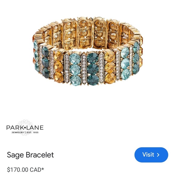 Park Lane Sage Bracelet Antique Gold, Sea Foam & Forest Green, Topaz Crystals - Picture 11 of 12